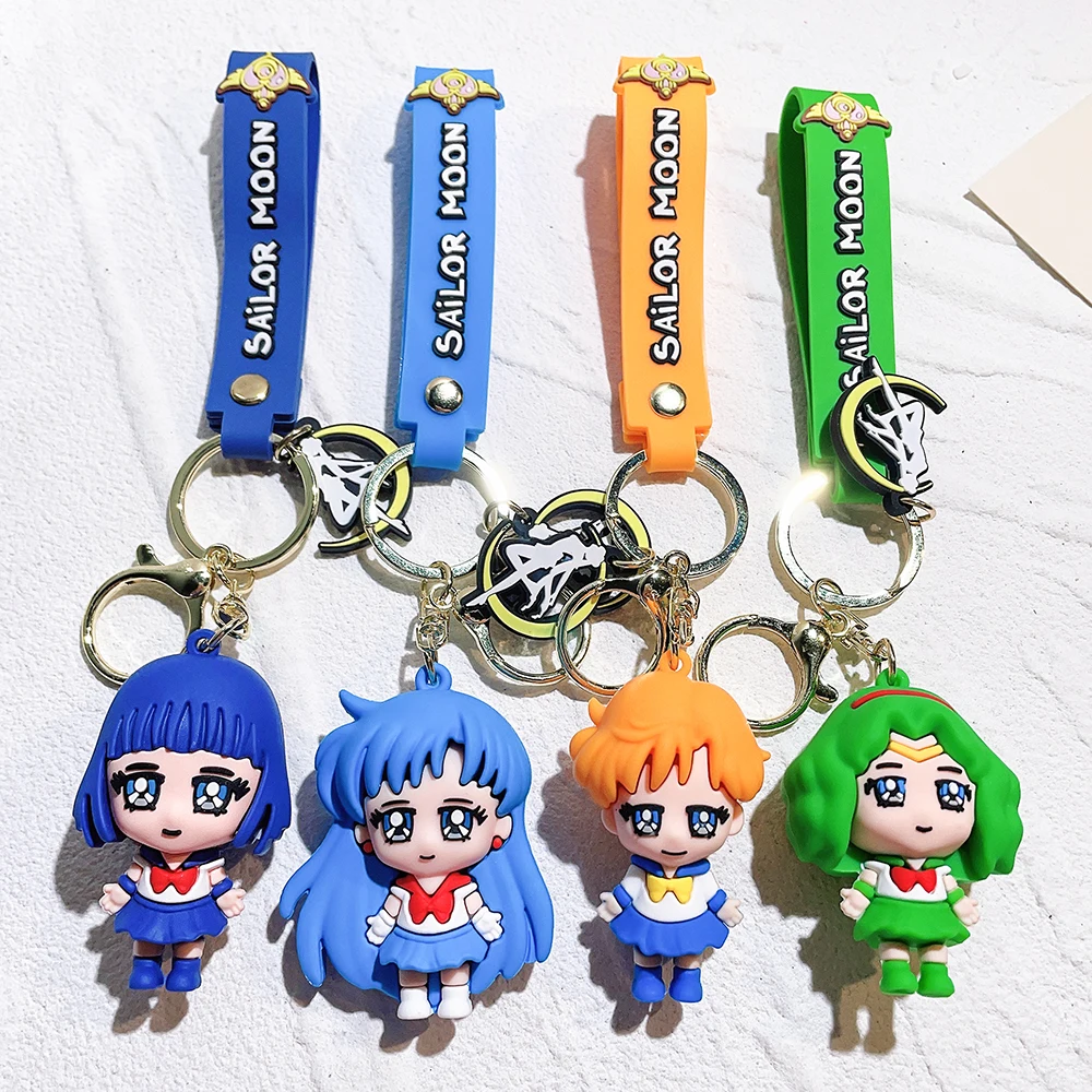 

Anime Sailor Moon Keychain Tsukino Usagi Hino Rei Action Figure Pendant Luna Artemis Sailor Mars Key Holder Collection Model Toy