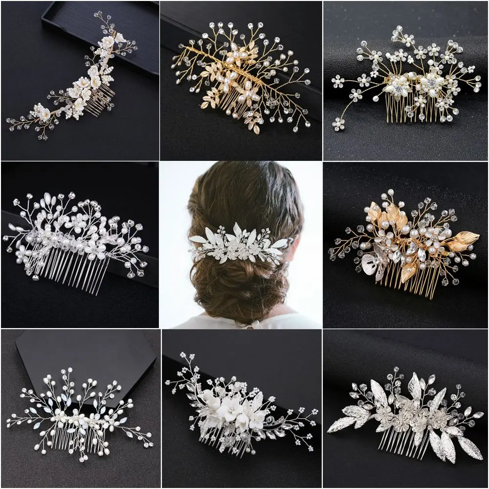 

Fashion Alloy Rhinestone Pearl Bridal Hair Clips Bridal Hair Comb Bridesmaid Hair Jewelry Wedding Dinner Party Prom Headdress