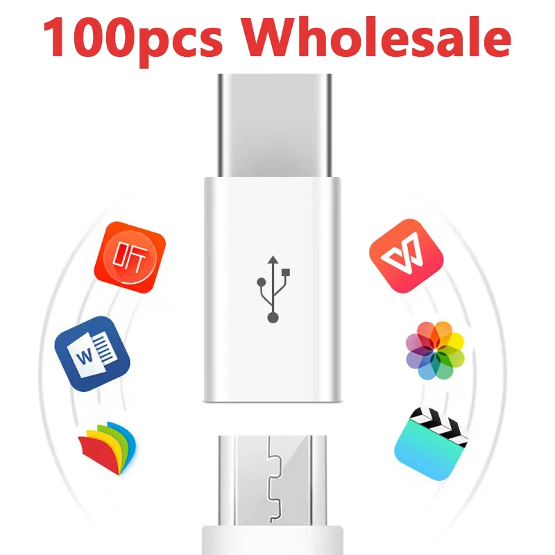 

100 шт. оптовая продажа, адаптер Type-C с Micro USB на Type C, разъемы для зарядного устройства для Samsung Galaxy S8 S9 Plus Note 8 9 Huawei Xiaomi OPPO
