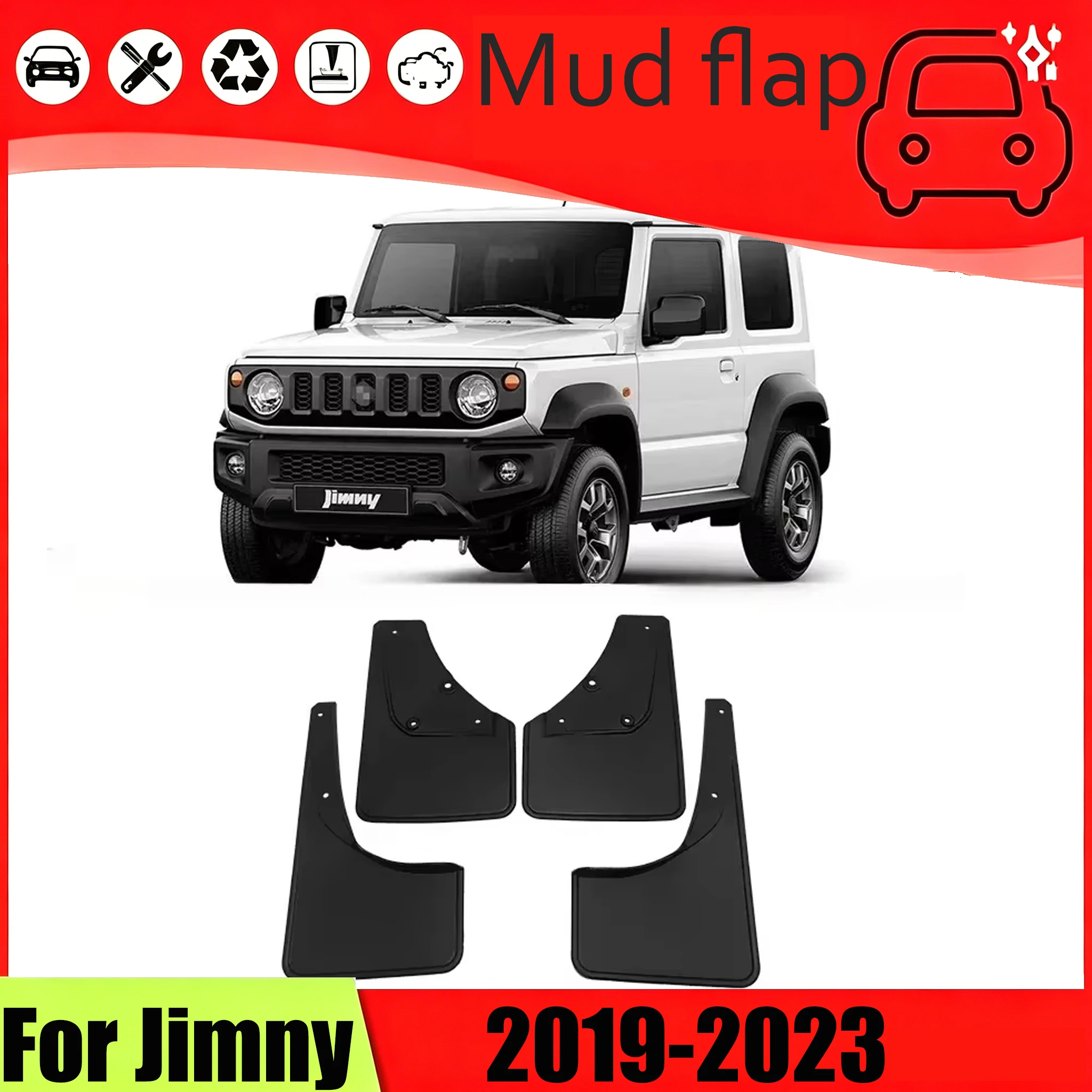 Фото Автомобильные аксессуары: Брызговики для Suzuki Jimny Sierra JB74 JB64 2022 2019-2023, передние и задние защитные щитки от грязи, брызговики-фартуки №1