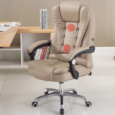 

Business Senior Leather Computer Chair Rotatable Home Office Chair Universal Wheel Reclining with Massage Footrest Ergonomic