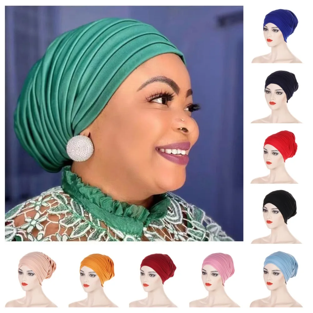

Candy Color Muslim Bonnet Dacron Ladies Head Wraps New Muslim Hijab Bonnets for Women
