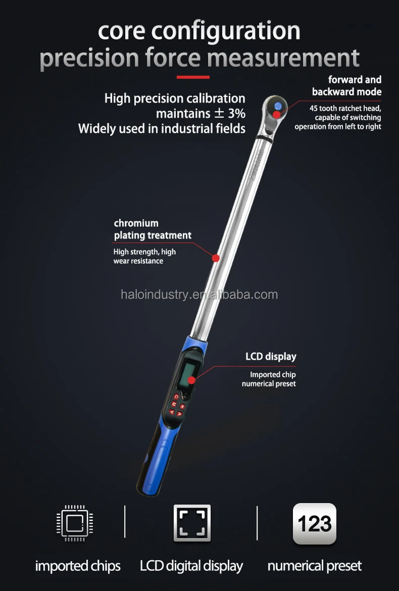 Горячая Распродажа дешевый электрический цифровой динамометрический ключ 1/4 1/2
