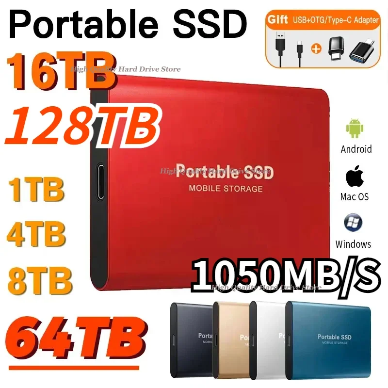 

128TB Original portable Ssd 2TB M.2 External Hard Drive high-speed Type-C/USB 3.1 Solid state drive 500GB Hard Disk For pc/mac
