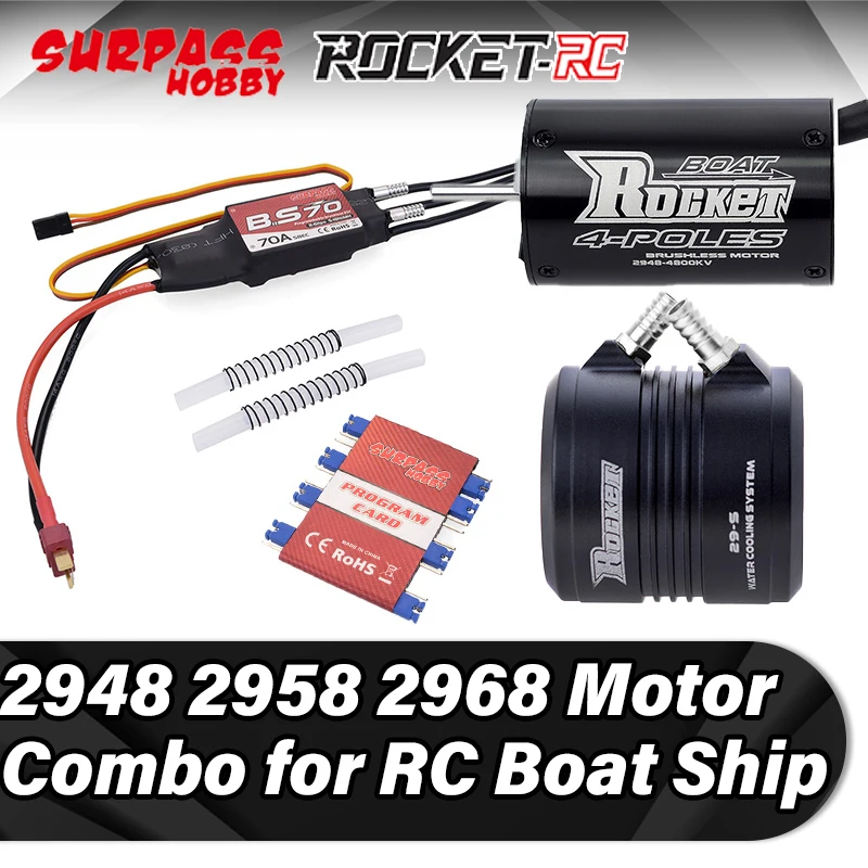 

Surpass Hobby Rocket 2948 2958 2968 Brushless Motor 50A 70A ESC Water Cooling Jacket Program Card Combo for RC Boat Ship