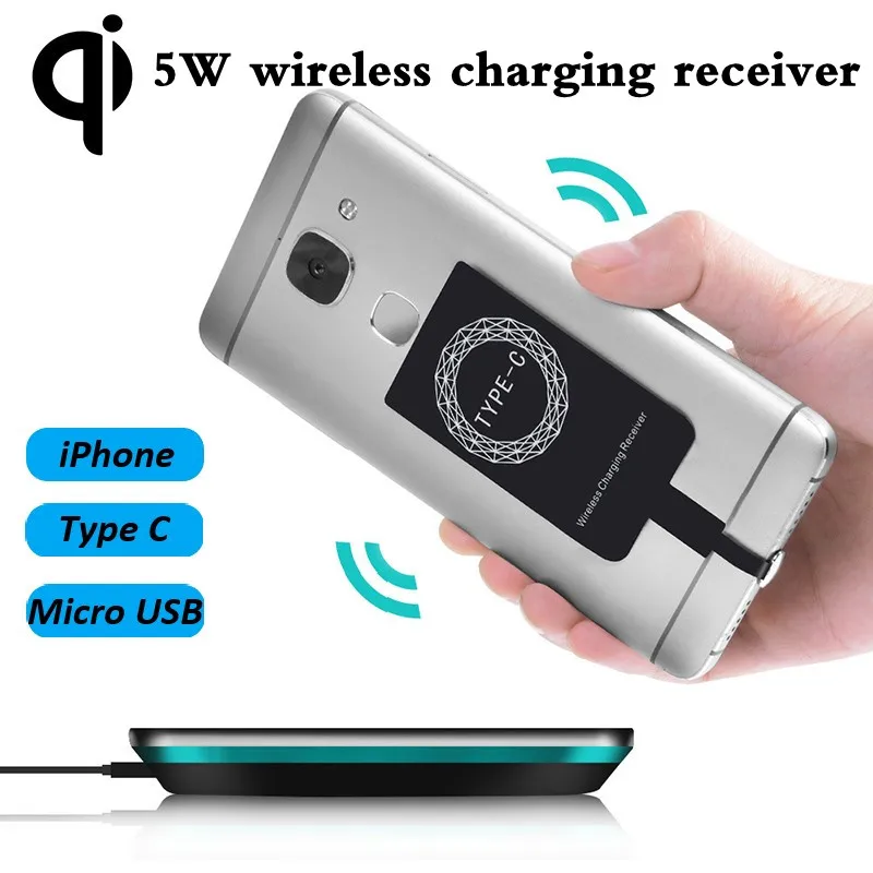 

Qi Wireless Charging Receiver for Type C Micro USB Iphone Universal Wireless Chargers for Samsung Huawei Ipone5-7 Xiaomi