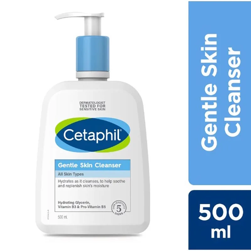 

New Cetaphil Gentle Skin Cleanser 500ml Moisturising Soap-Free Hydrating Face & Body Wash for Sensitive Dry Acne Face Care
