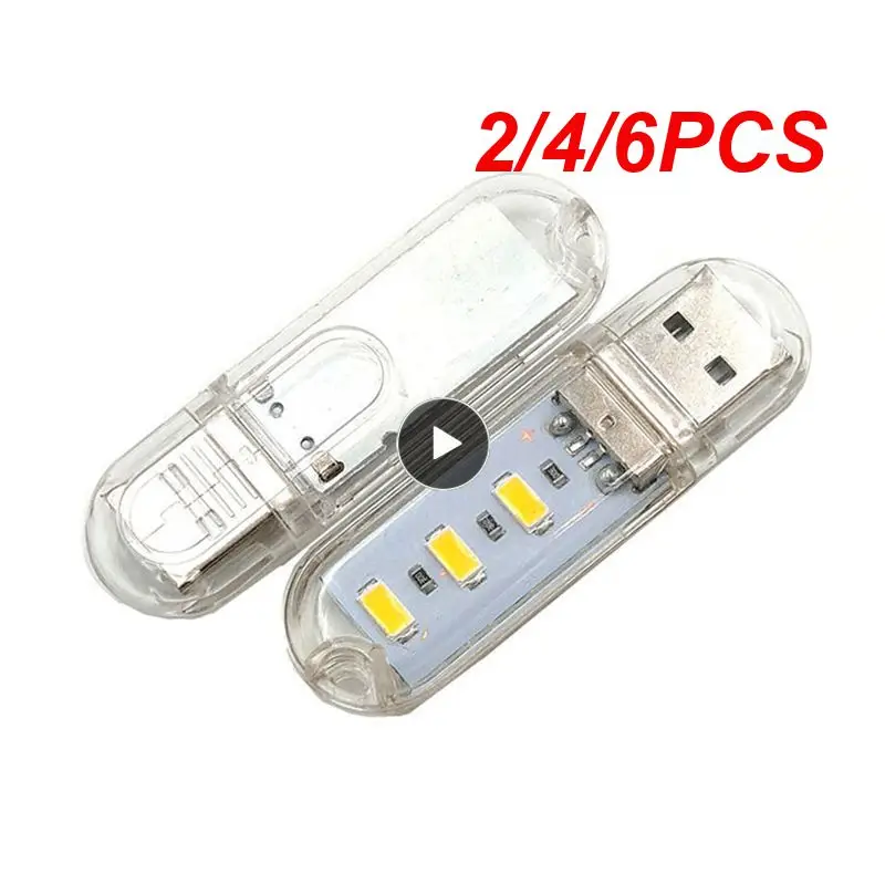 

2/4/6PCS LED Highlight Mini USB Night Light U Disk Computer Desk Lamp Reading Lamps Colorful Mini Book Lights Power Bank Powered