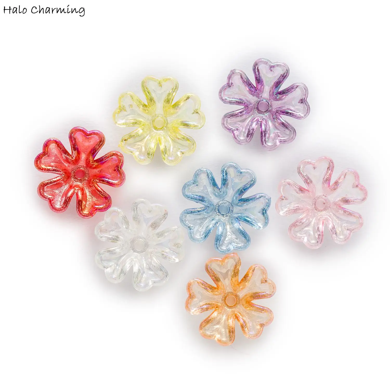 

50pcs Acrylic Flower Bell Bead Caps Jewelry Making Findings Headwear Bracelet Necklace Earring Pendant Accessoires Decor 16mm