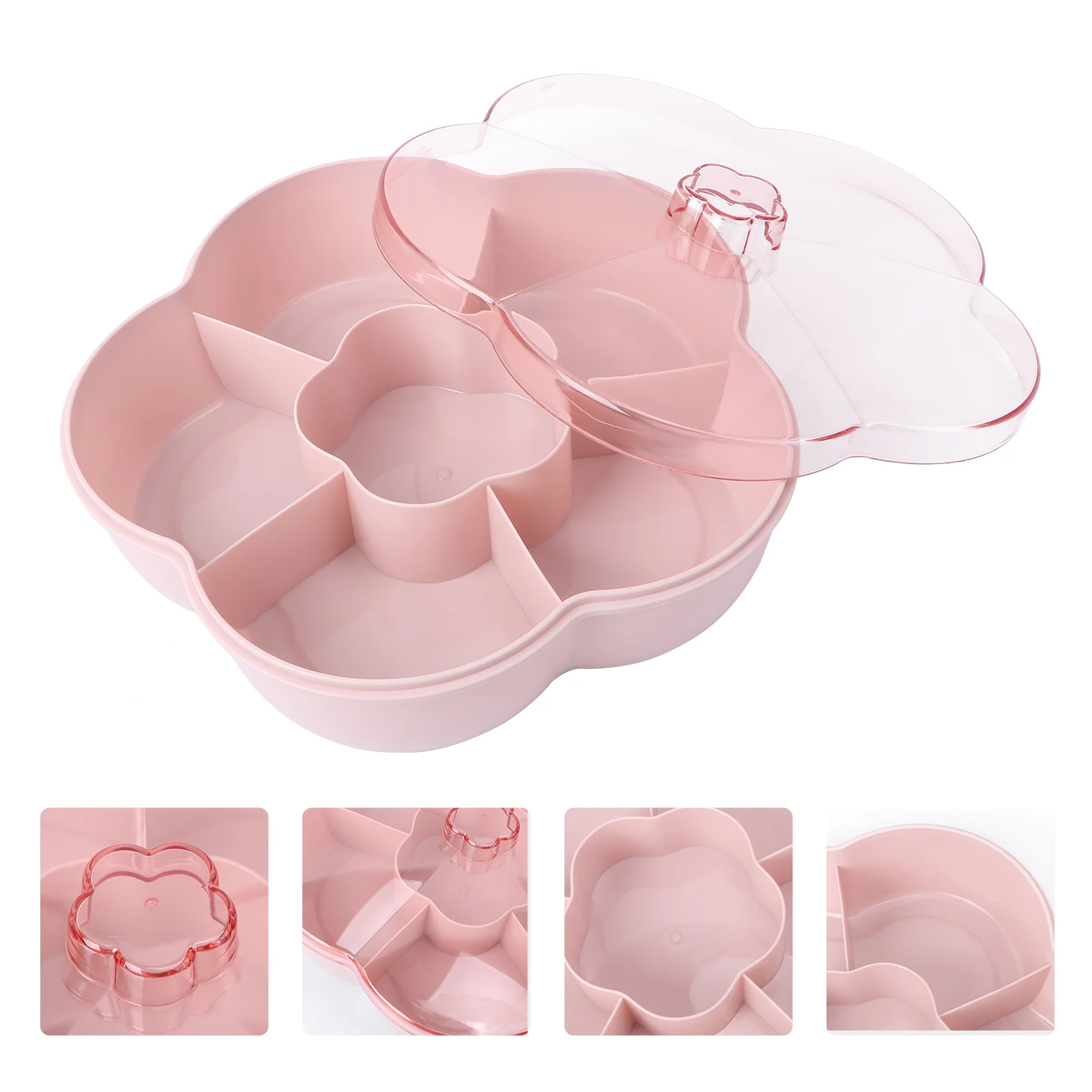 

Serving Tray Platter Snack Lid Fruit Compartment Divided Box Appetizer Dishes Candy Plastic Nut Dry Plate Trays Flower Dried
