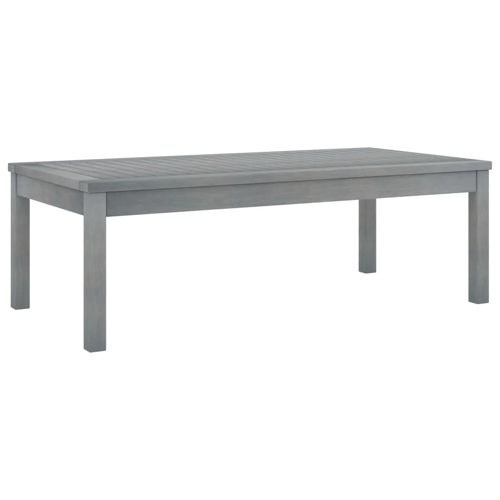 

Patio Outdoor Coffee Table Deck Outside Porch Furniture Balcony Home Decor 39.4"x19.7"x13" Gray Solid Acacia Wood