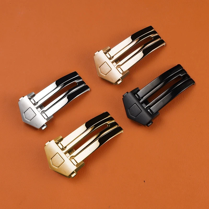 

18mm 20mm Black Silver Stainless steel High-quality Watch Buckle Folding Clasp Fit for TAG Strap For Heuer watchband accessories
