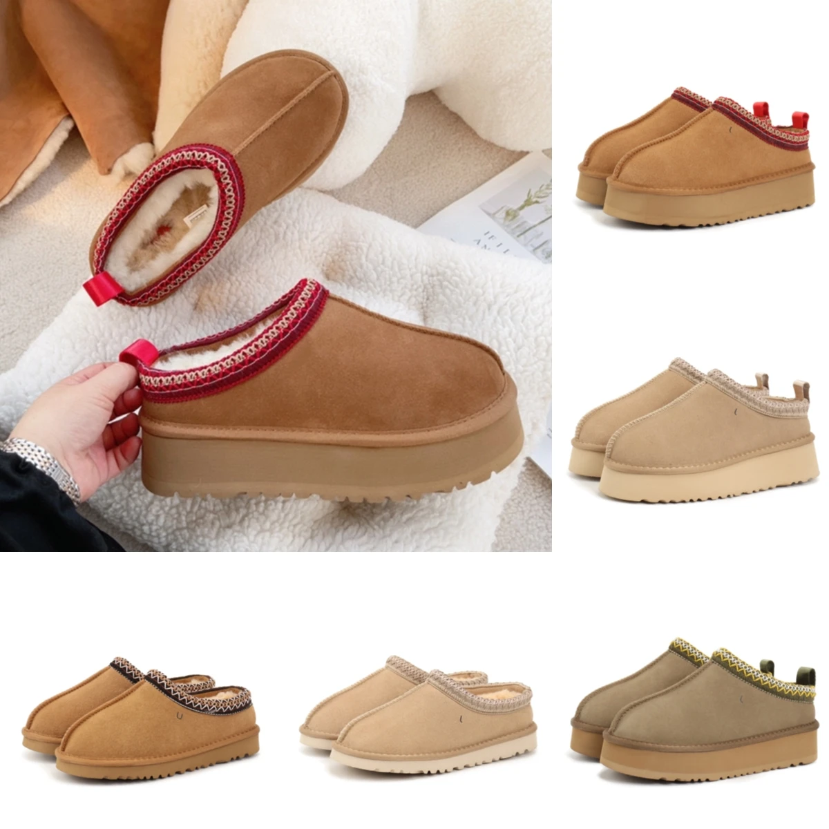 

Дизайнерские меховые тапочки для мужчин и женщин Tazz, классические снегоступы на очень низкой платформе, слипоны, обувь для зимы