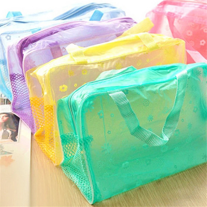 

Flower Women Cosmetic Bag Transparent PVC Makeup Bag Case Travel Neceser Small Toiletry Wash Organizer Set Pouch