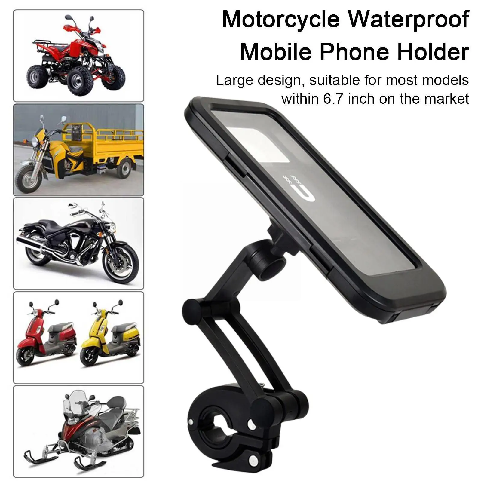 

360 Degree Rotation Motorcycle Bike Handlebar Mobile Phone Holder Waterproof Foldable Phone Stand For Cell Phone Within 6.7 Z6e8