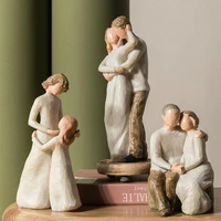 nordic resin family figurine abstract character statue sculpture modern home living room decoration accessories wedding gifts