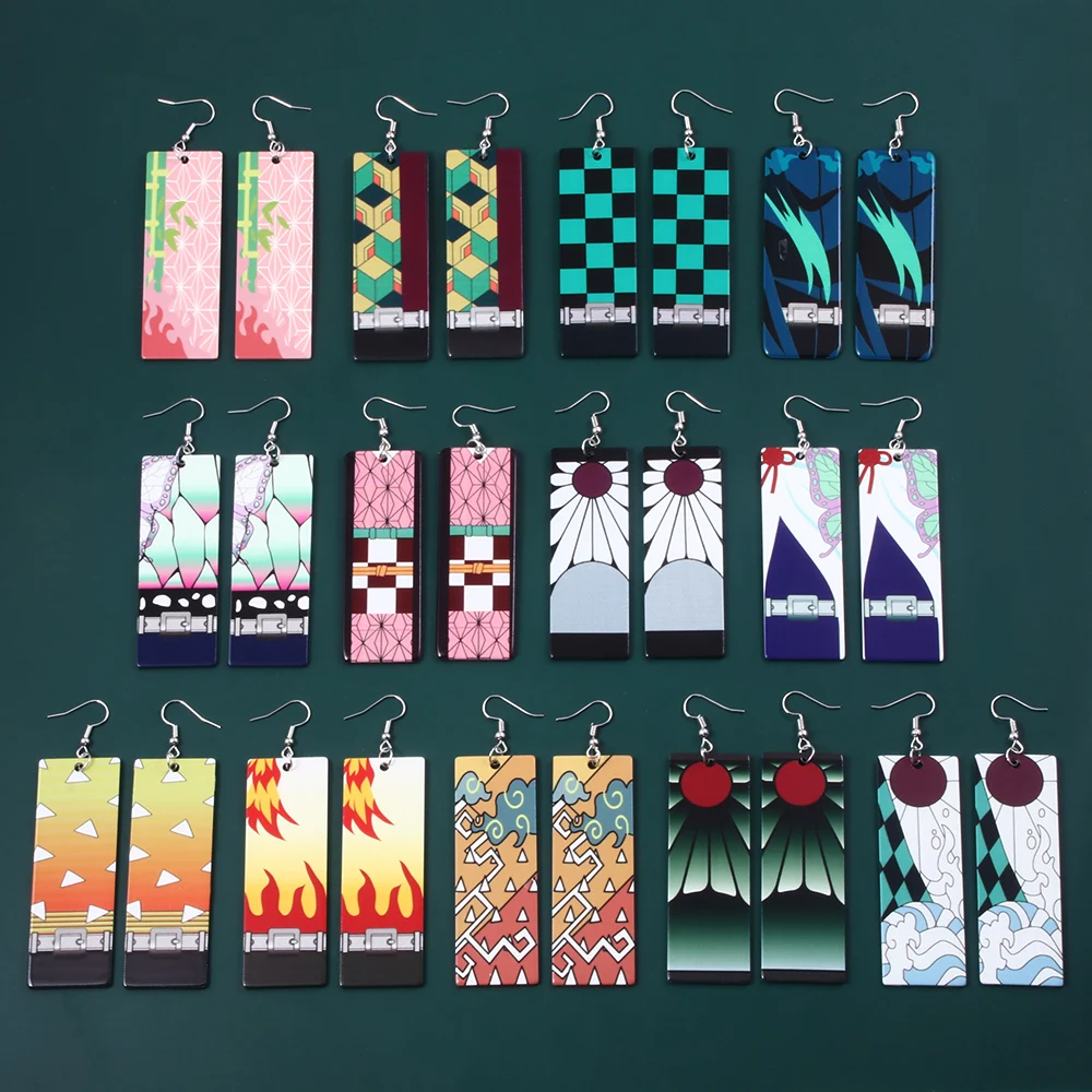

Demon Slayer Acrylic Earrings Kimetsu no Yaiba Anime Cosplay Props Drop Long Earrings for Men's Women's Gifts Jewelry