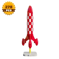 moc 2219 pcs popular anime les aventures de tintin et miloued rocket model building block construction set boy children toy gift