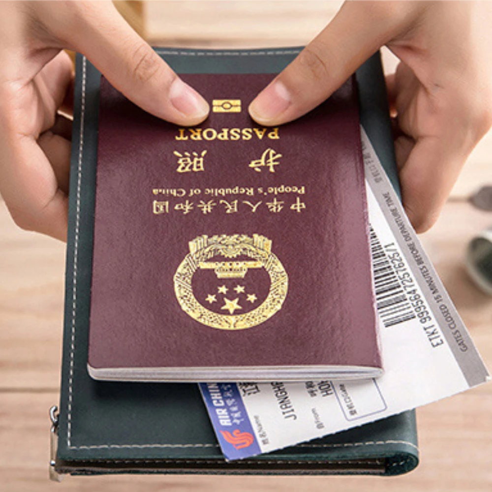 Genuine Leather Men's and Women's Wallet Passport Wallet Multifunctional Zipper Ultrathin Ticket Clip Document Bag