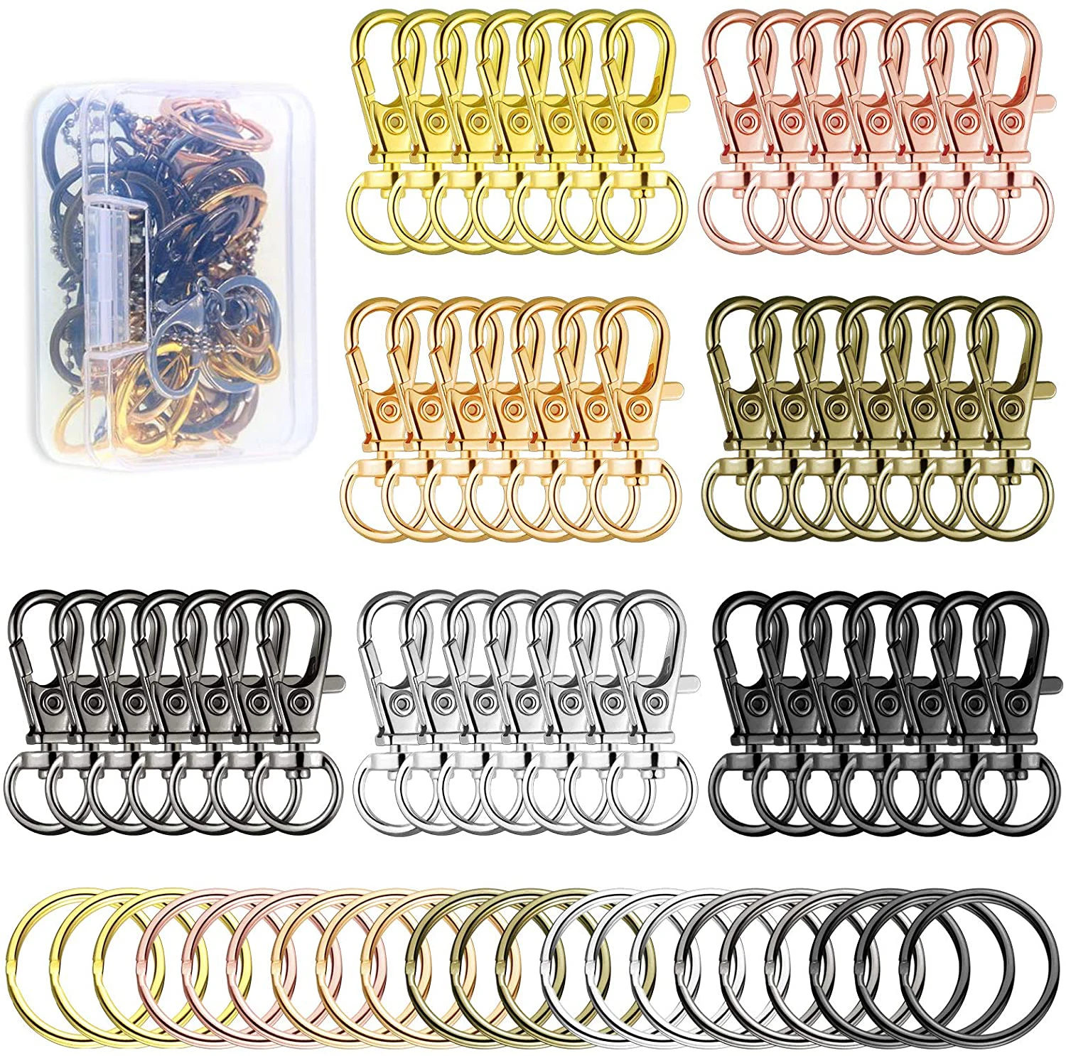 70  PCS Swivel Clasps Lanyard Snap Hooks Keychain Clip Hook Metal Lobster Claw Clasps Purse Hardware Sewing Craft (Multicolored)