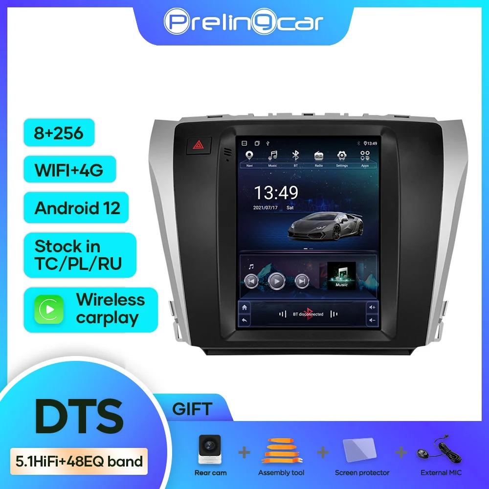 

Система Android 12 вертикальный плеер для Toyota Camry 2012-2016 лет экран автомобильное радио мультимедиа видео GPS навигация камера 360