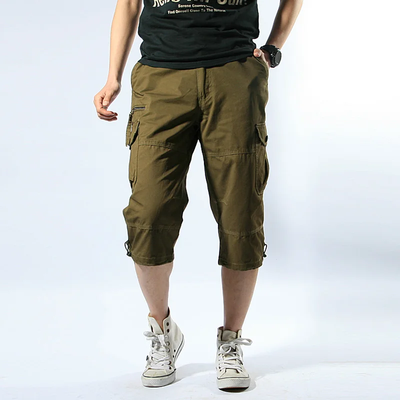 

Summer Outdoor Cargo Shorts Men Hiking Travel Baggy Multi Pocket Calf Pants Large Size Tactical Military Breeches