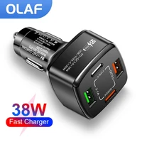 olaf usb c car charger 38w quick charger 3 0 fast charging for iphone 13 12 pro max samsung xiaomi pd 20w usb car charger