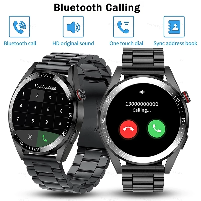 New Smart Watch Mens 8G Memory Local Music Player 454*454 AMOLED Screen Bluetooth Call Sports Man Smartwatch For Samsung Huawei