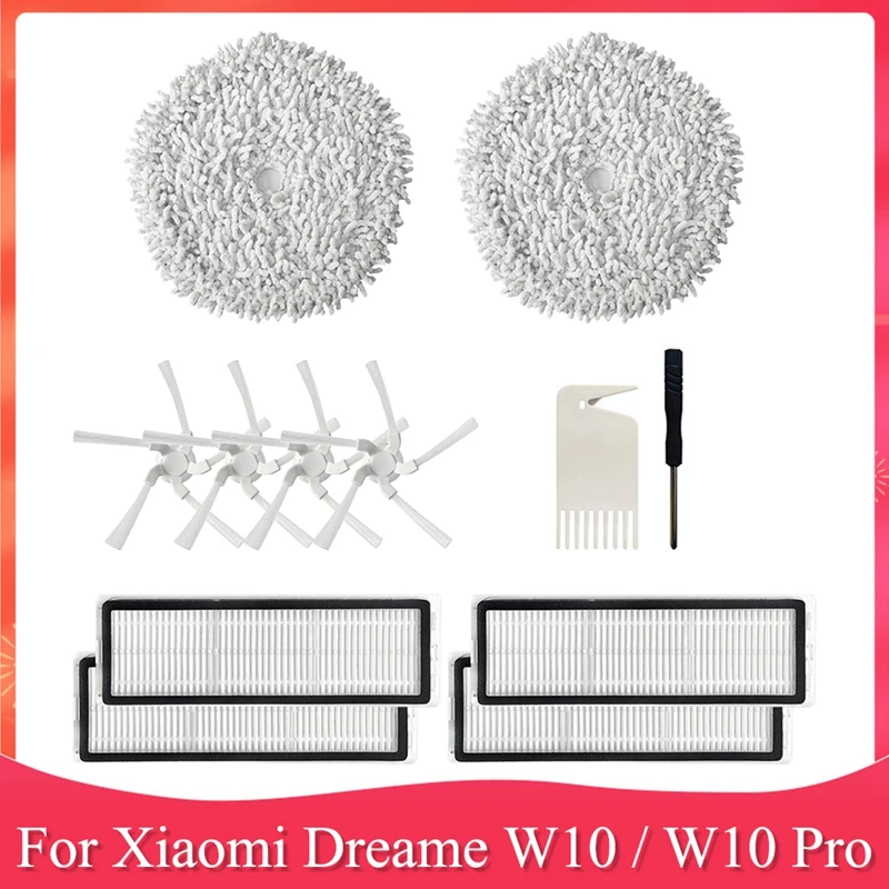 

Replacement Parts For Xiaomi Dreame W10 / W10 Pro Robot Vacuum Cleaner Washable HEPA Filter Mop Cloth Side Brush