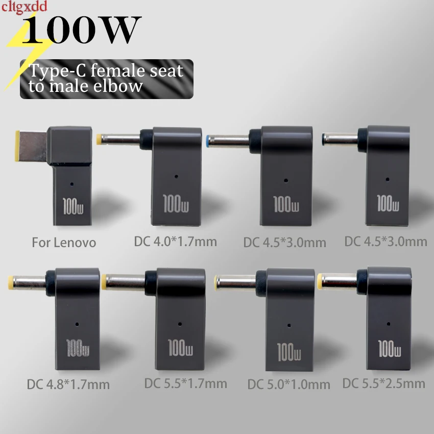 Адаптер питания для ноутбука Lenovo HPDELL, 1 шт., адаптер из цинкового сплава с переходной головкой, 100 Вт, быстрая вторая зарядка, круговое отверстие, основание типа с
