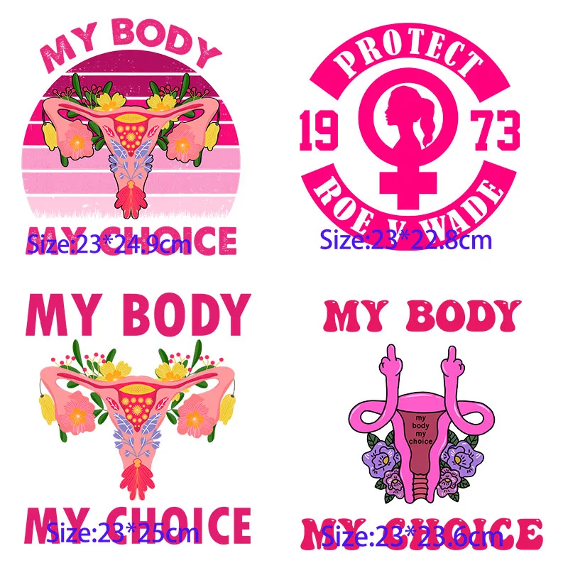 Термонаклейки на одежду My Body Choice женские права Рой Уэйд 1973 наши наш выбор