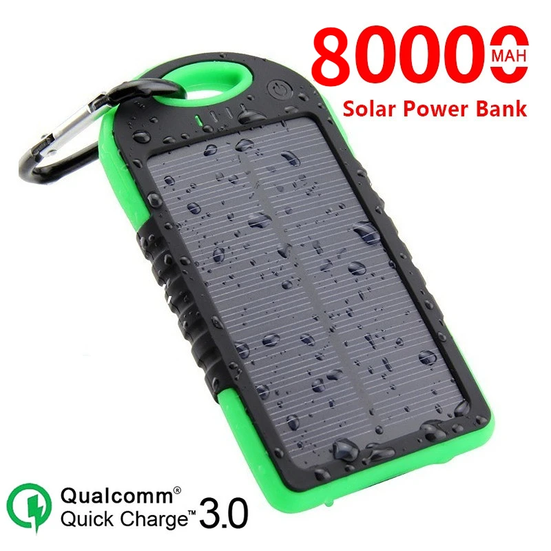 

Large Capacity 80000mAh Solar Power Bank Portable quick Charger LED Waterproof Outdoor Poverbank for Iphone Xiaomi Samsung
