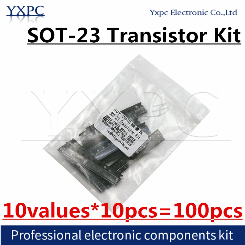 

10values*10pcs=100pcs SOT-23 SMD transistor KIT S9013 S9014 S9015 S9018 MMBT3904 MMBT3906 SS8050 SS8550 2N5551 2SC1815