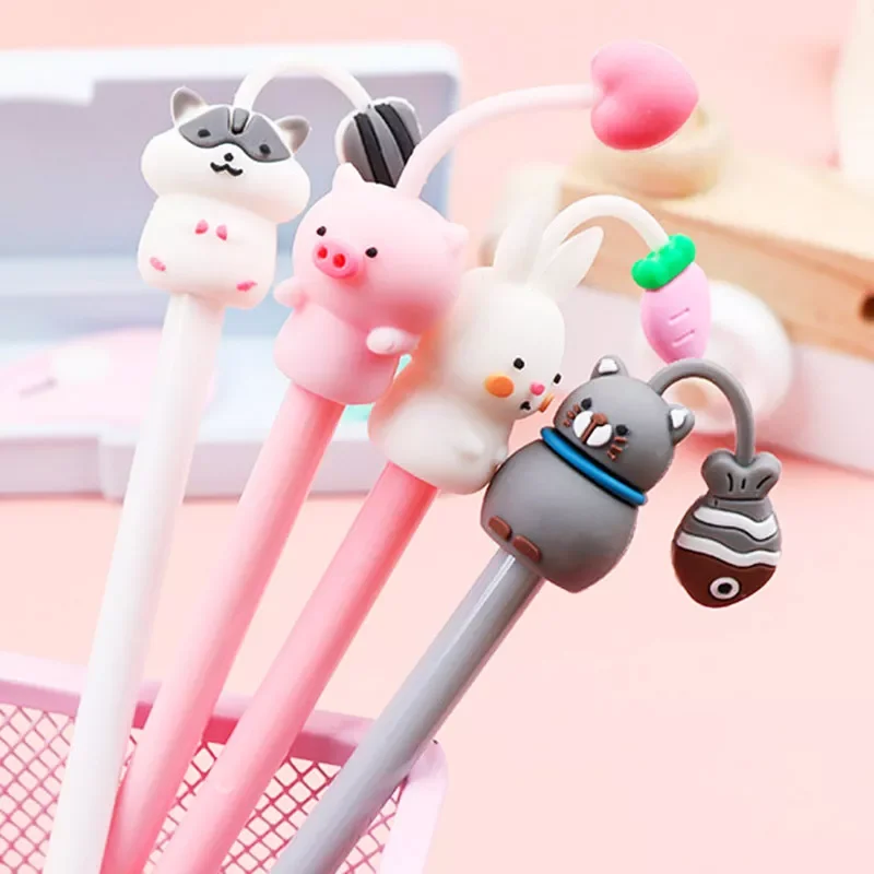 

1Pcs Kawaii Gel Pen 0.38mm Black Ink Pen Cartoon Cute Pet Paradise Gel Pen Small Fresh Office Stationery Signature Writing Pen