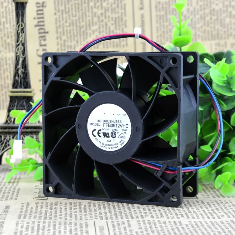 

Brand new original FFB0912Vhe 9 cm 9038 12V 0.75A 3 line big air volume chassis cooling fan