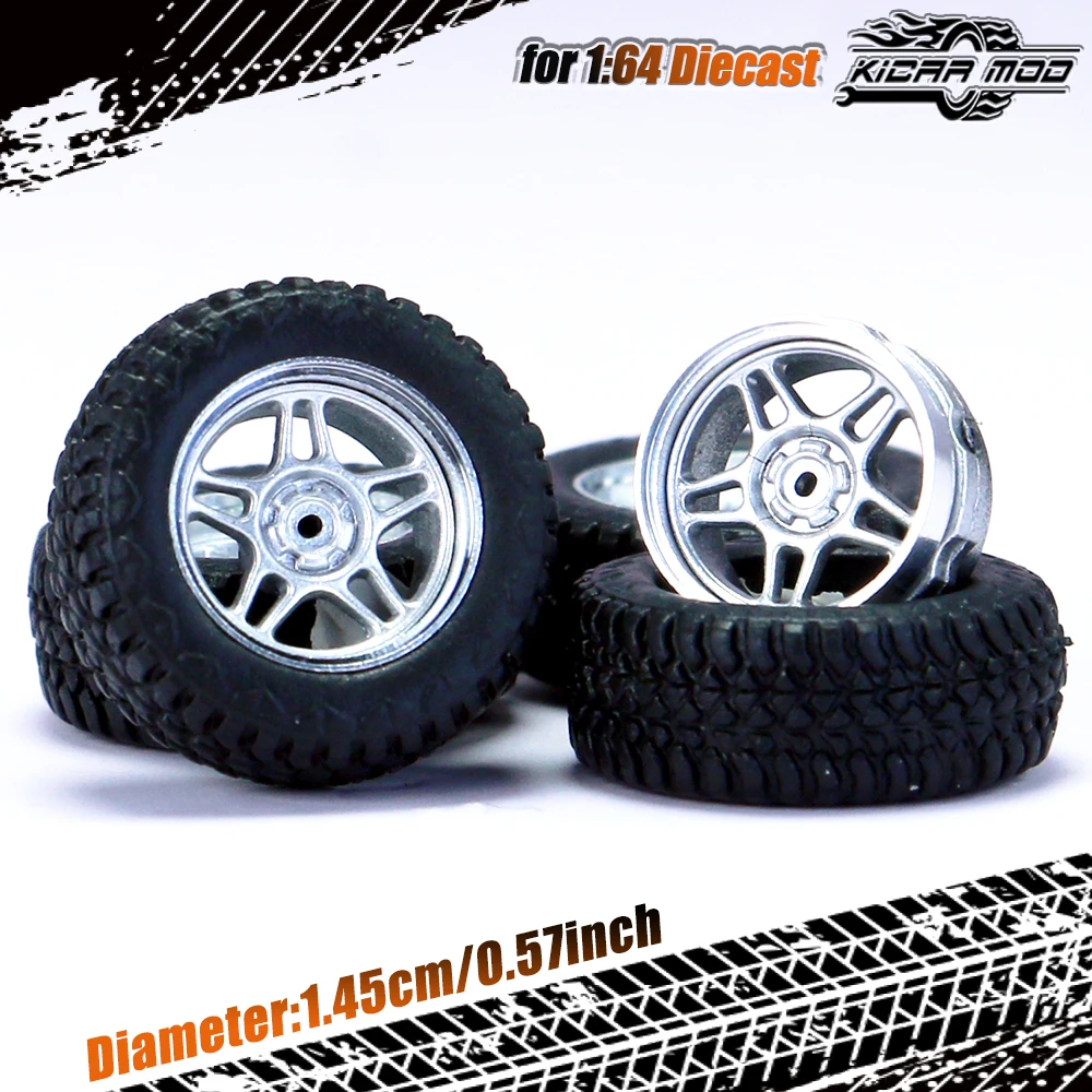 Kicarmod модель 1/64 автомобильные вездеходные колеса с резиновой заклепкой оси