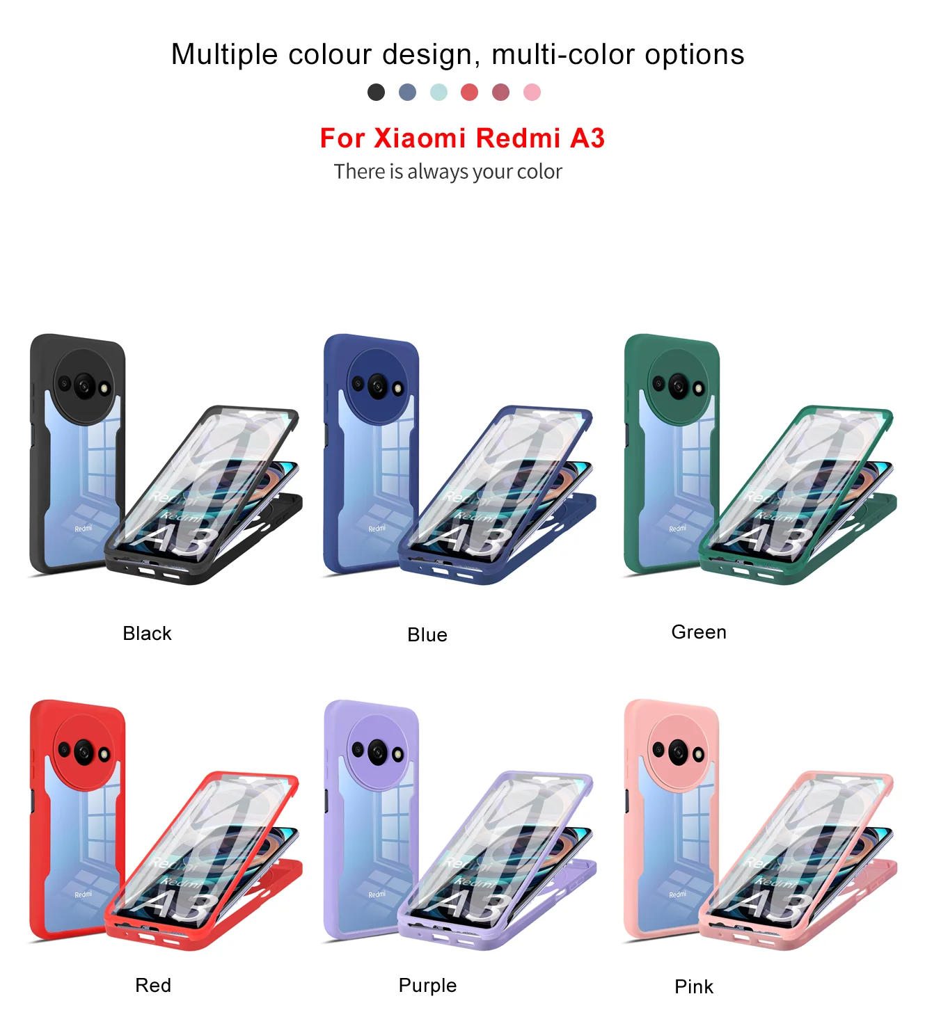 Полноразмерный чехол 360 ° для Xiaomi Redmi A3 защитная пленка экрана роскошная