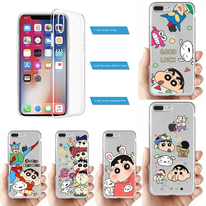 

Cartoon C-Crayon Shin-chan Phone Case for iPhone 11 12 13 14 mini pro XS MAX 8 7 6 6S Plus X 5S SE 2020 XR clear case