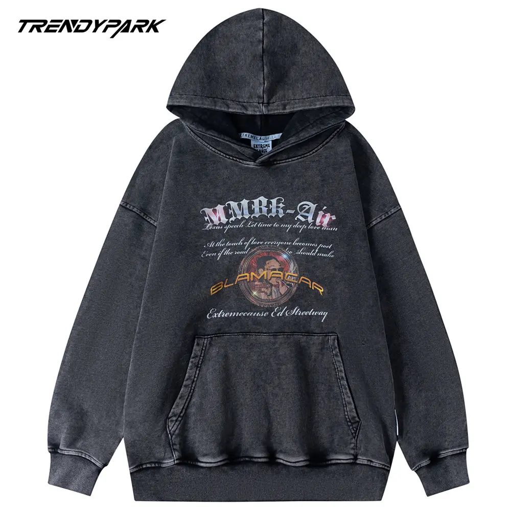 

AAAHoodie Men Punk Goth Style Print Hooded Sweatshirts Top Men's Clothing 2022 Autumn Harajuku Streetwear Casual Oversized Ho