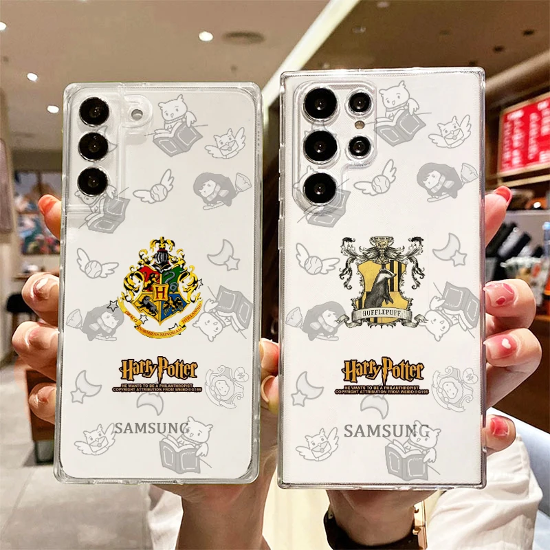

Logo Potters Wand Harries Art Phone Case For Samsung S23 S22 S21 S20 FE Ultra Pro Lite S10 S10E S9 S8 Plus 5G Transparent Cover