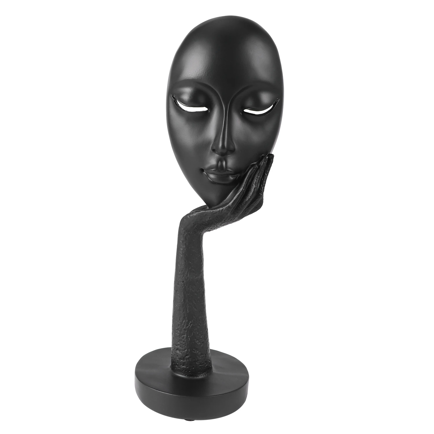 

Modern Human Meditators Abstract Lady Face Character Resin Statues Sculpture Art Crafts Figurine Home Decorative Display Black