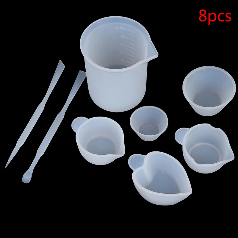 

8PCS/PCS Jewelry Make DIY Silicone Resin Measuring Mixing Cup Stirrers DIY Jewelry Resin Glue Tool Reusable Epoxy Mold Tools