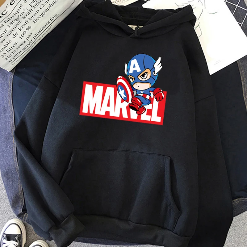 

Marvel Avengers Iron Man Spider Man Hoodies Men Funny Cartoon Super Hero Graphic Unisex Sweatshirt 90s Hip Hop Tops Hoody Male
