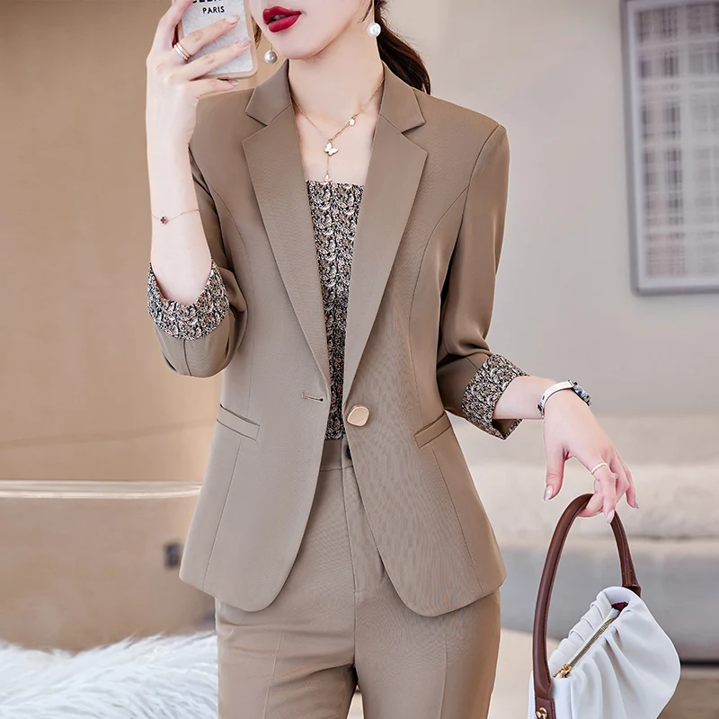 Fashion Casual Blazer Women Business Suits Pant and Jacket Sets Work Ladies Work Office Uniform Style Pantsuits