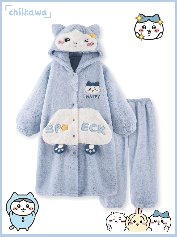 Новая коралловая бархатная одежда для сна милая капибара Loopy Chiikawa длинный халат с