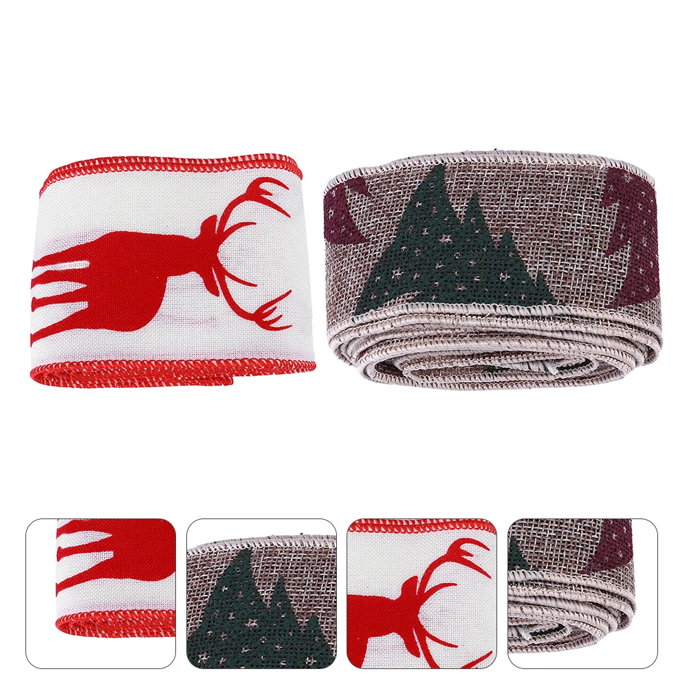 

2 Rolls Xmas Gift Wrapping Ribbon Stylish Packing Ribbon Creative DIY Ribbon
