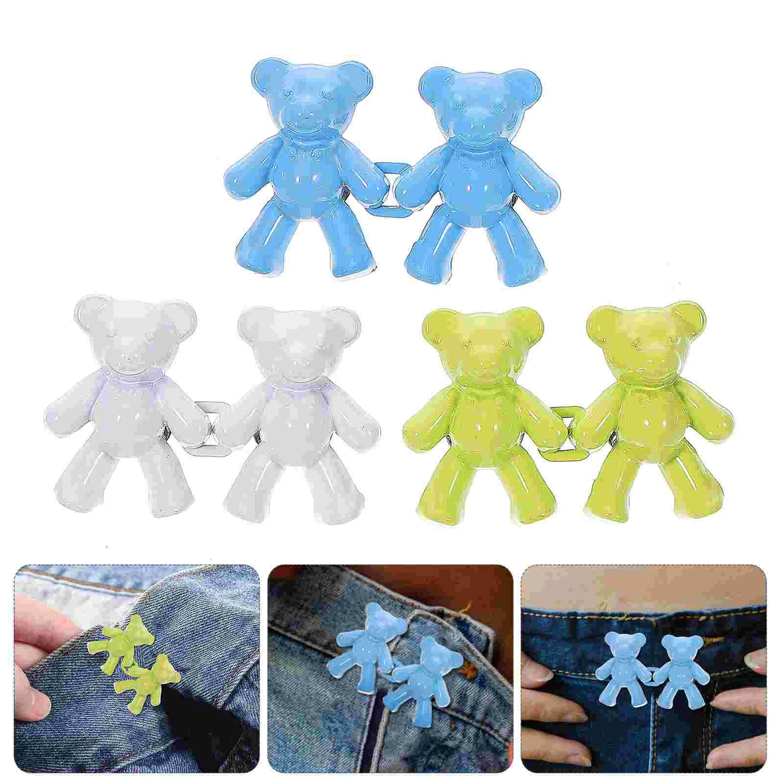 

3 Pairs Button Replacement No Sew Metal Buttons Pant Buttons Size Jean Button Bear Waist Buckle Tighten Cute Buttons