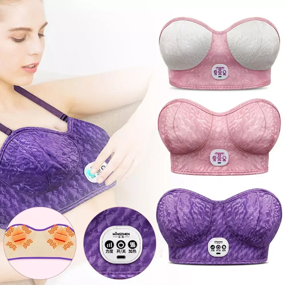 

Practical Electric Chest Massager Bra Wire-Free Rechargeable Breast Enhancer Bra No steel ring Growth Heating Stimulator Machine