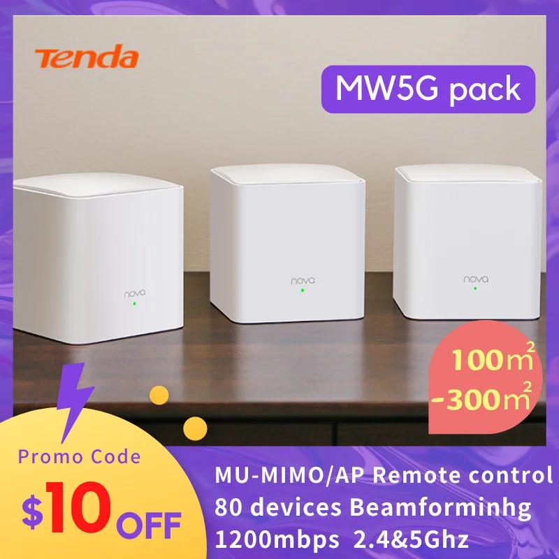 Wi-Fi-роутер Tenda Nova MW5G двухдиапазонный 3500 кв. футов 80 устройств |