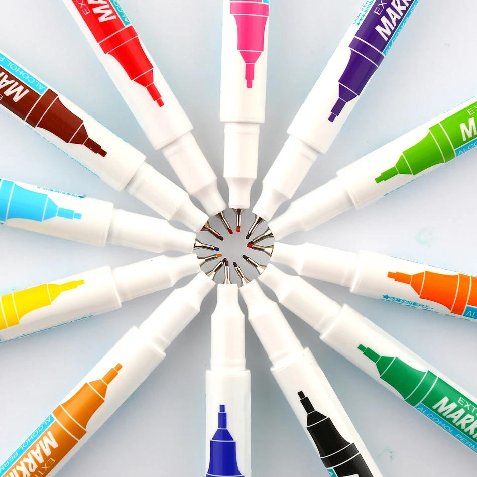 0.5 mm 12 Colors  Fine Marker Pen Alcohol Base Ink Permanent Mark On Film/Wood/Cloth/Metal/Glass